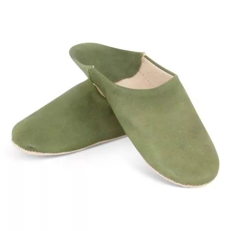 Babouche marocaine en cuir vert SFMRKBAB00152