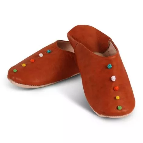 Chaussons marocains Pompons Naturel SFMRKBAB00094