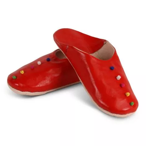 Chaussons marocains Pompons Rouge SFMRKBAB00108