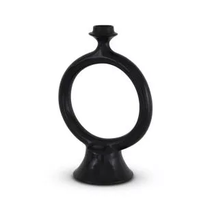Bougeoir marocain en tadelakt rond noir SFKSWH00123