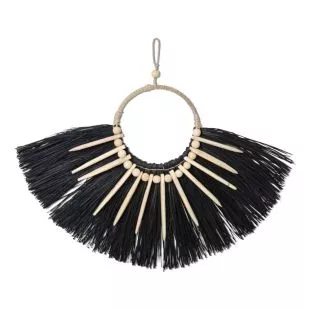 Suspension murale Éventail en raphia Noir Seagrass SFWDMD00017